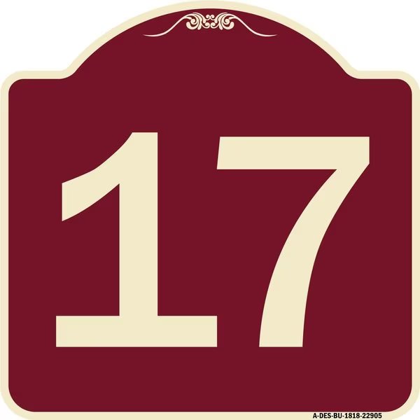 Designer Series Sign W/ Number 17, Burgundy Heavy-Gauge Aluminum Sign, 18